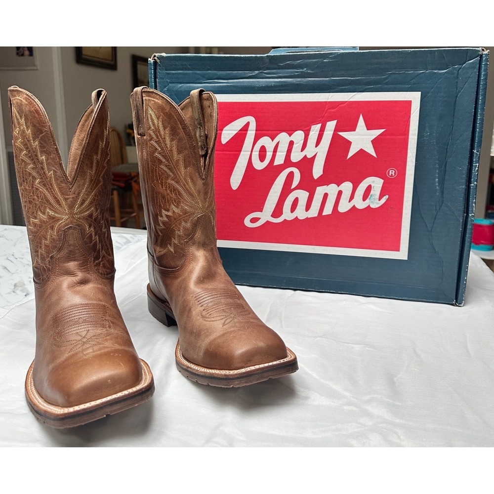 Tony Lama Bowie Oak Mens Size 13 EE Western Cowboy Boots Square Toe Leather